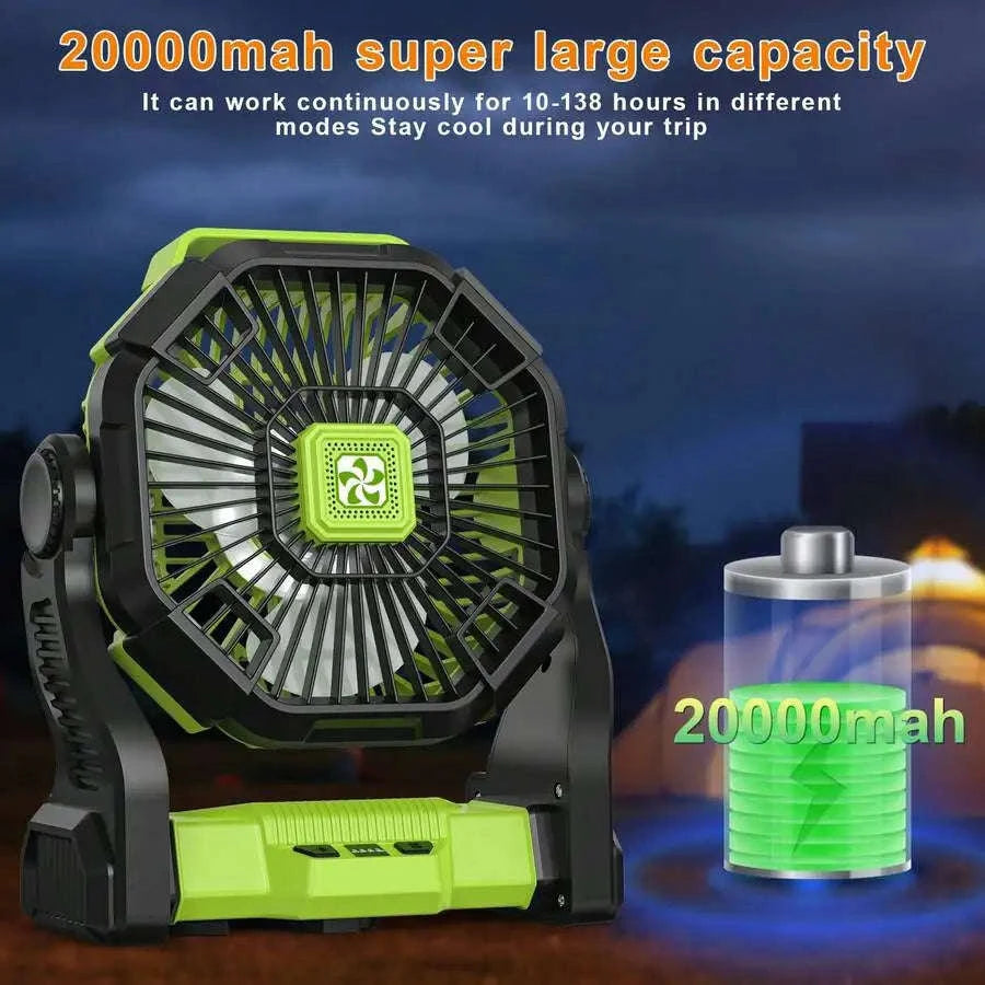 20000mAh Portable Battery Powered Fan with LED Lantern, 4-Speed Adjustable Camping Fan for Tent and Power Outages-United States / Pink / 100V-240V US Plug