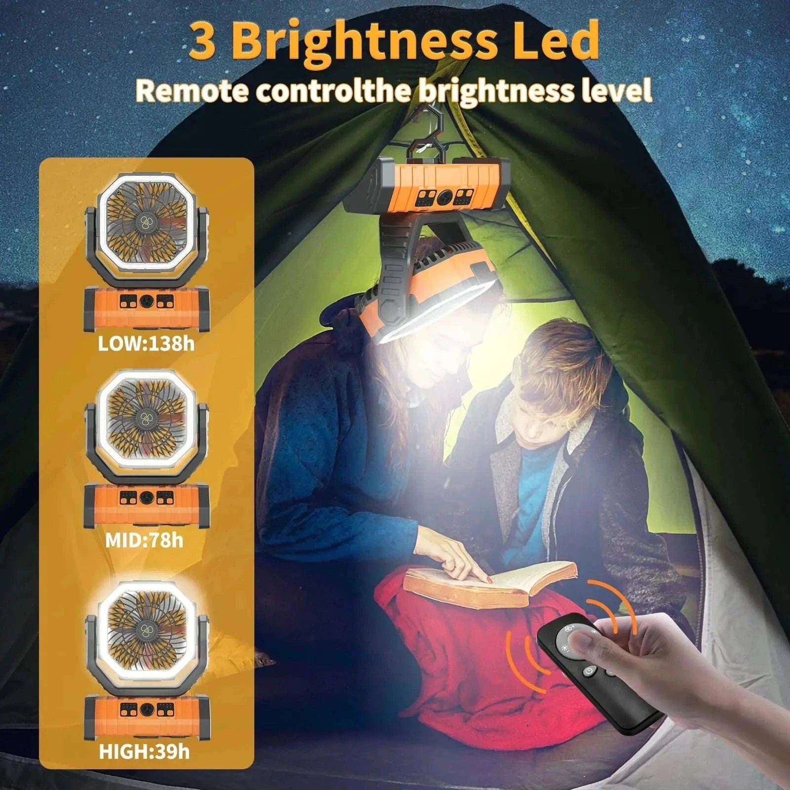20000mAh Portable Camping Fan-Black
