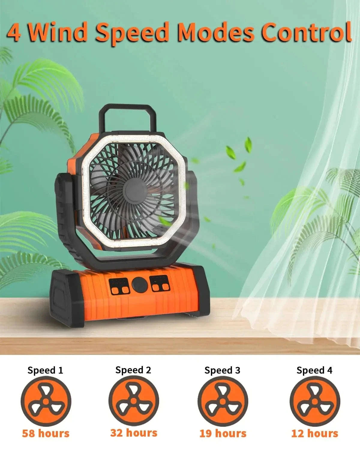 20000mAh Portable Camping Fan-Black