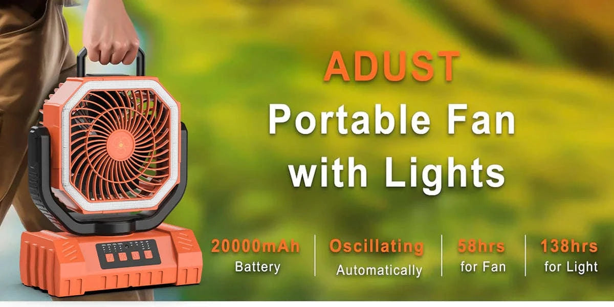 20000mAh Rechargeable Camping Fan with Auto Oscillation, Remote, Timer and LED Lantern-black / United States