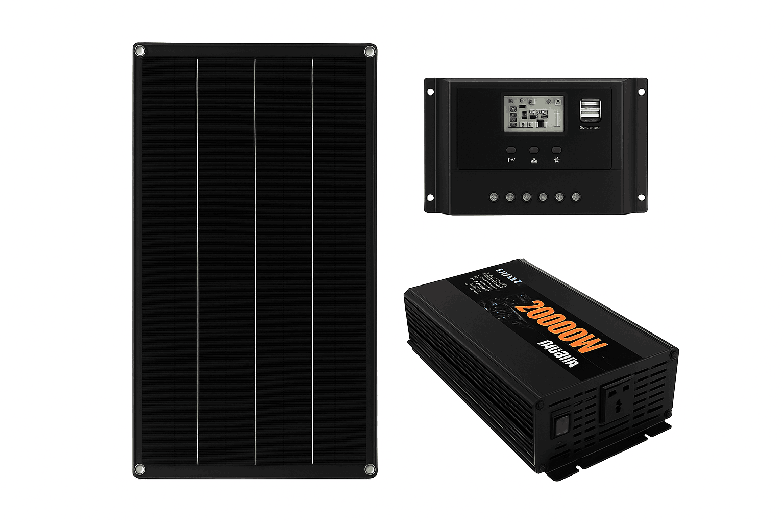20000W Solar Power System Kit with 800W Panel & 1600W Inverter-12V 24V To 220V 50Hz