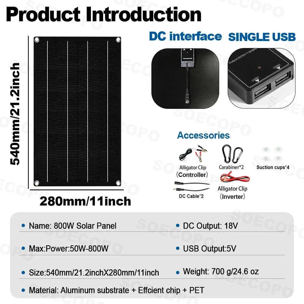 20000W Solar Power System Kit with 800W Panel & 1600W Inverter-12V 24V To 220V 50Hz
