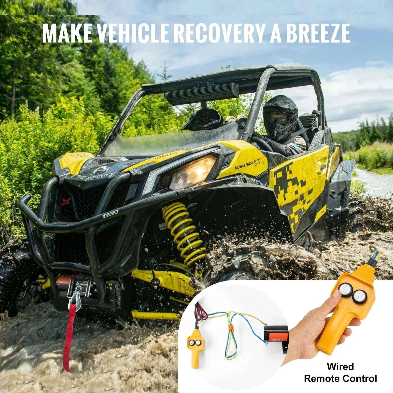 2000lbs Electric ATV Winch with Steel Cable & Wired Remote-2000lbs Wired / CZECH REPUBLIC