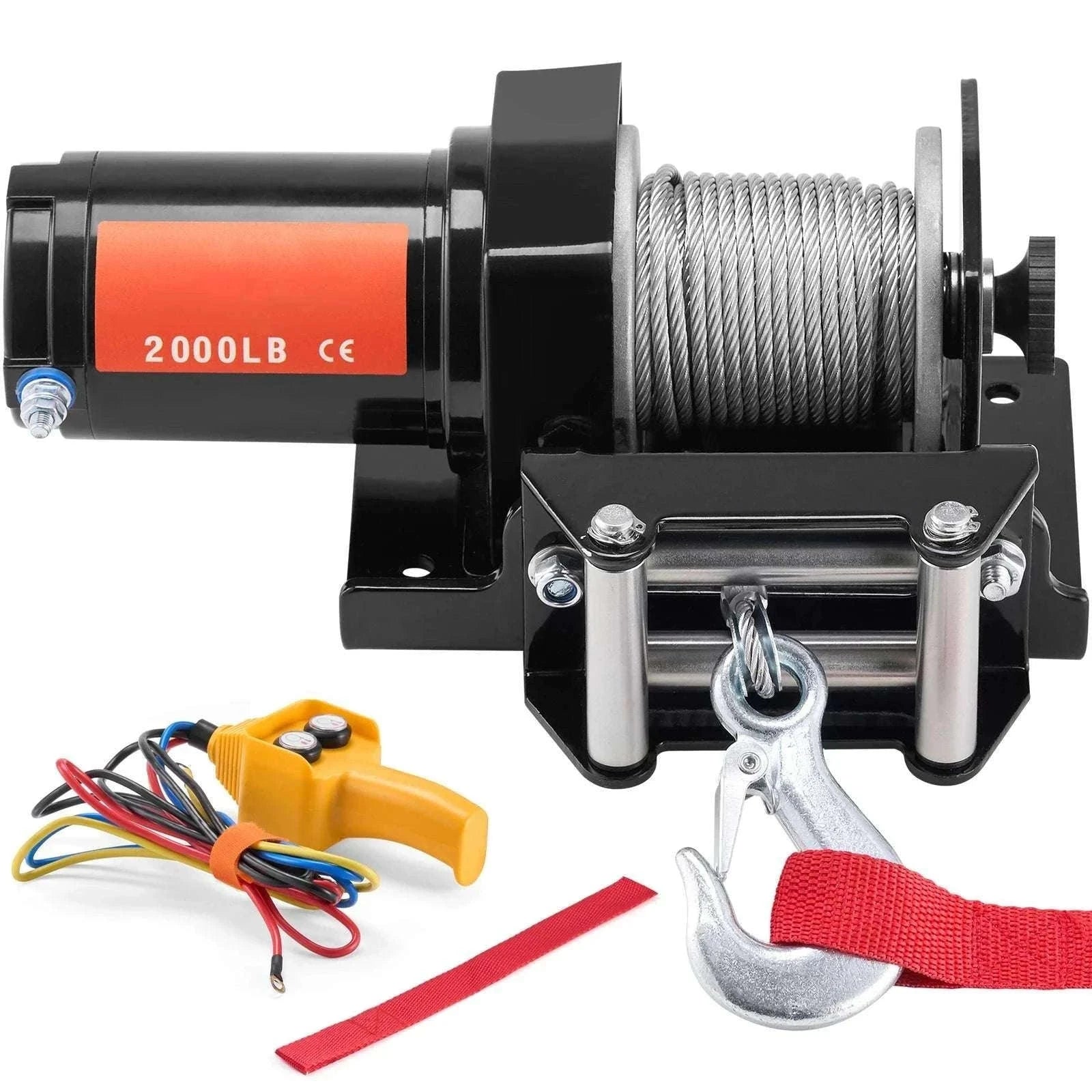 2000lbs Electric ATV Winch with Steel Cable & Wired Remote-2000lbs Wired / CZECH REPUBLIC