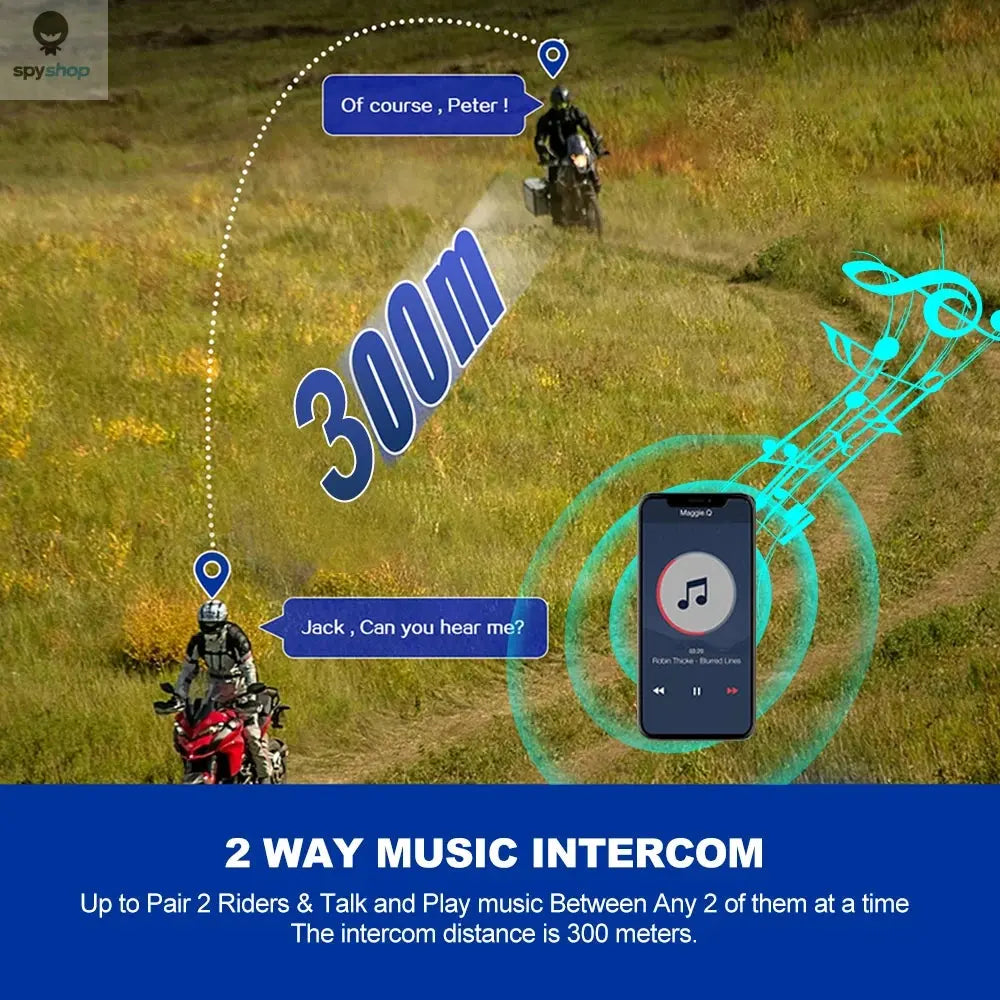 2000mah Motorcycle Intercom Helmet Headset Wireless Communicator Interphone Waterproof Bluetooth Earphone Handsfree Call 300m Spy-shop.com