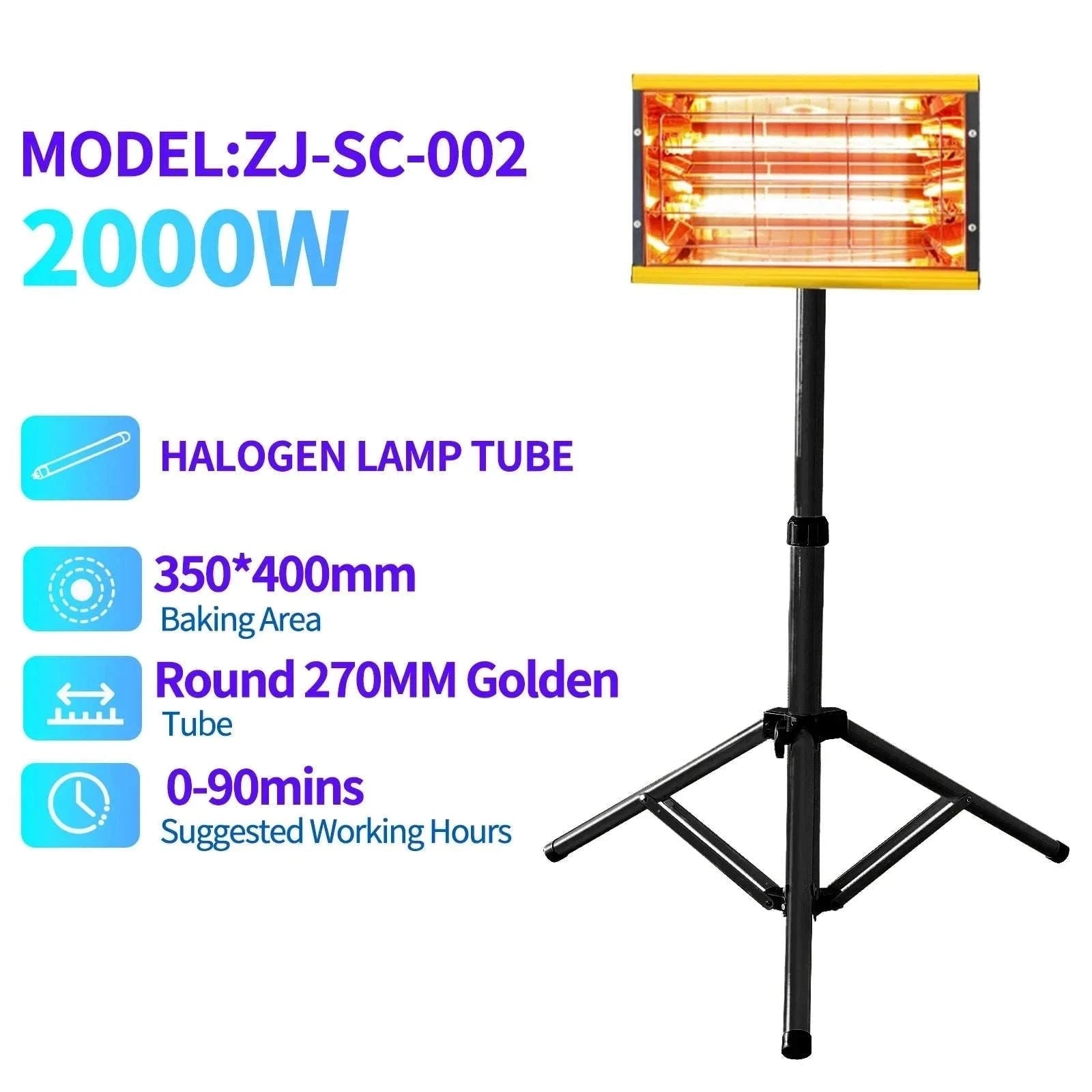 2000W Infrared Paint Curing Lamp with Adjustable Bracket-ZJ-SC-002 / 220V EU / GERMANY