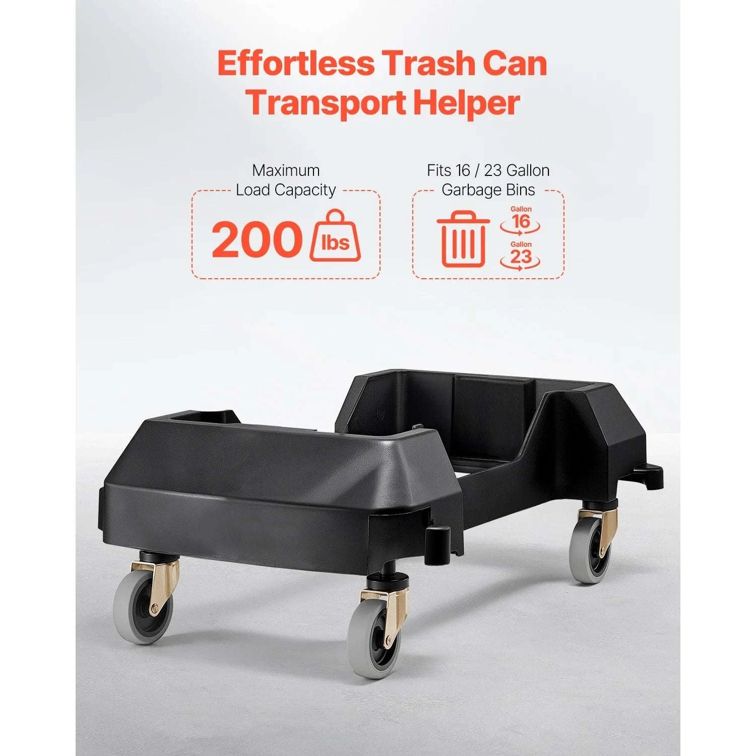 200lb Trash Can Dolly with Lockable Wheels for 16/23 Gallon Bins-200lbs / GERMANY