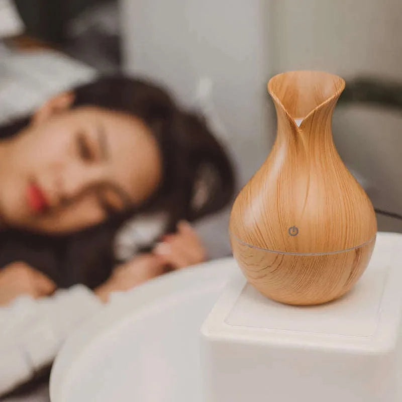 200ml Air Humidifier Essential Oil Diffuser USB Mist Maker-white wood grain