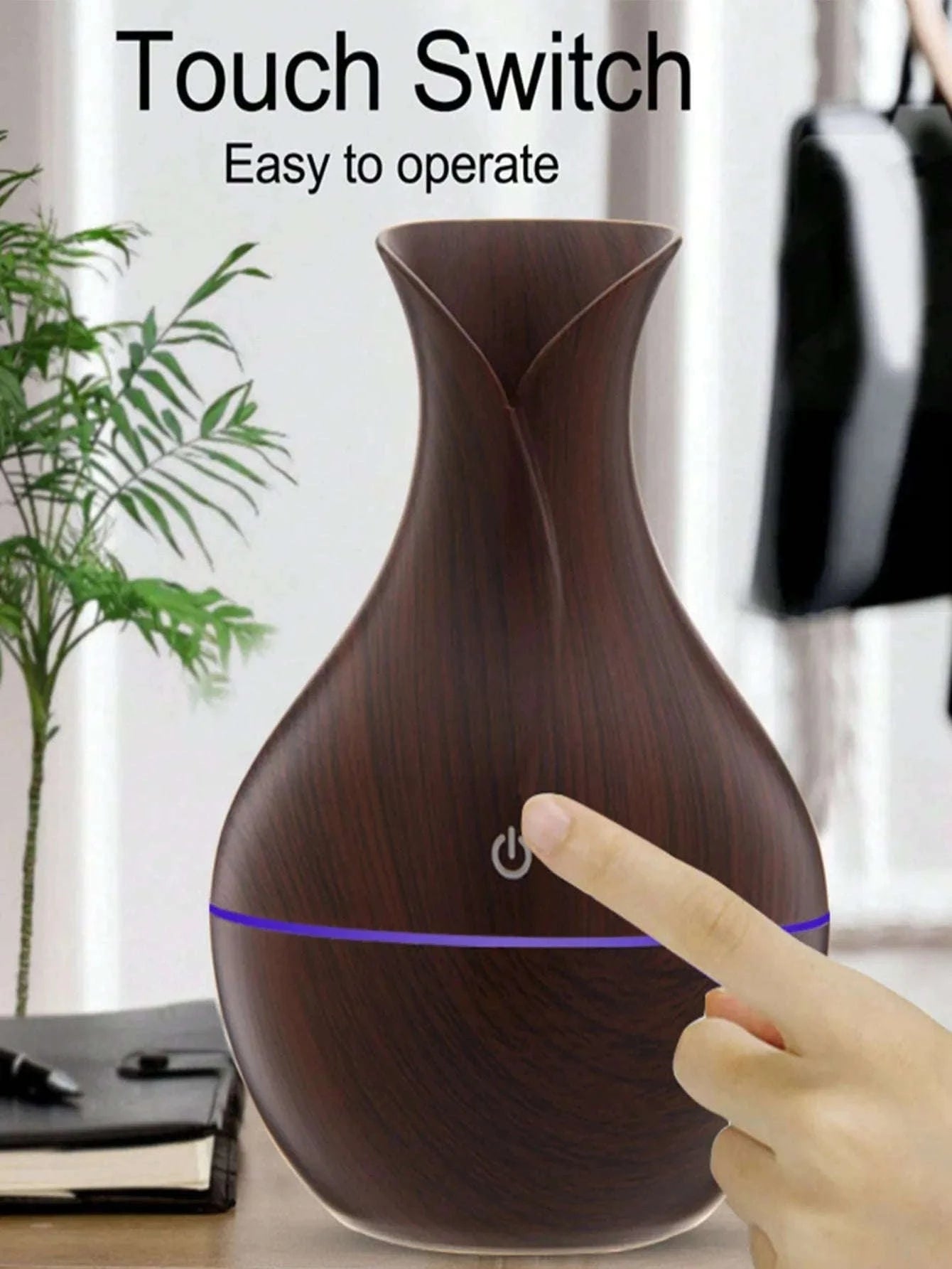 200ml USB Air Humidifier Essential Oil Diffuser with Mist-white wood grain