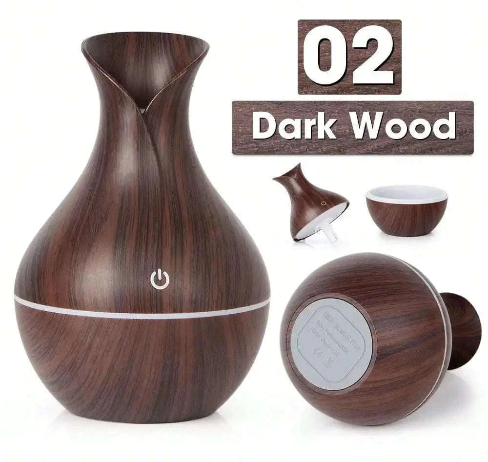 200ml USB Air Humidifier Essential Oil Diffuser with Mist-white wood grain