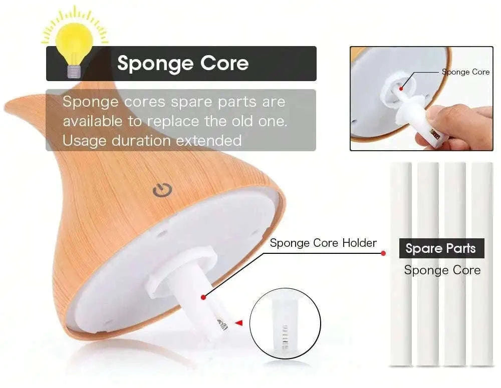 200ml USB Air Humidifier Essential Oil Diffuser with Mist-white wood grain