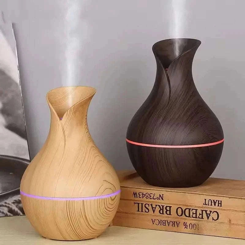 200ml USB Air Humidifier Essential Oil Diffuser with Mist-white wood grain