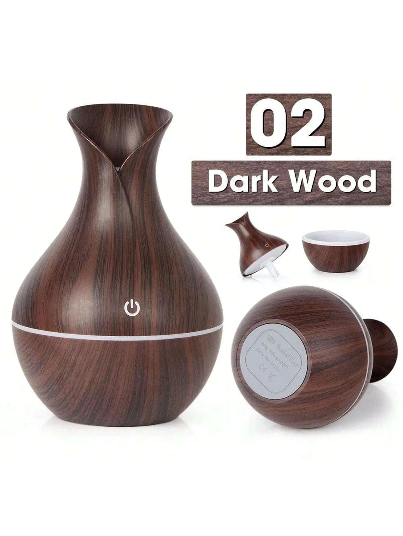 200ml USB Air Humidifier Essential Oil Diffuser with Mist-white wood grain