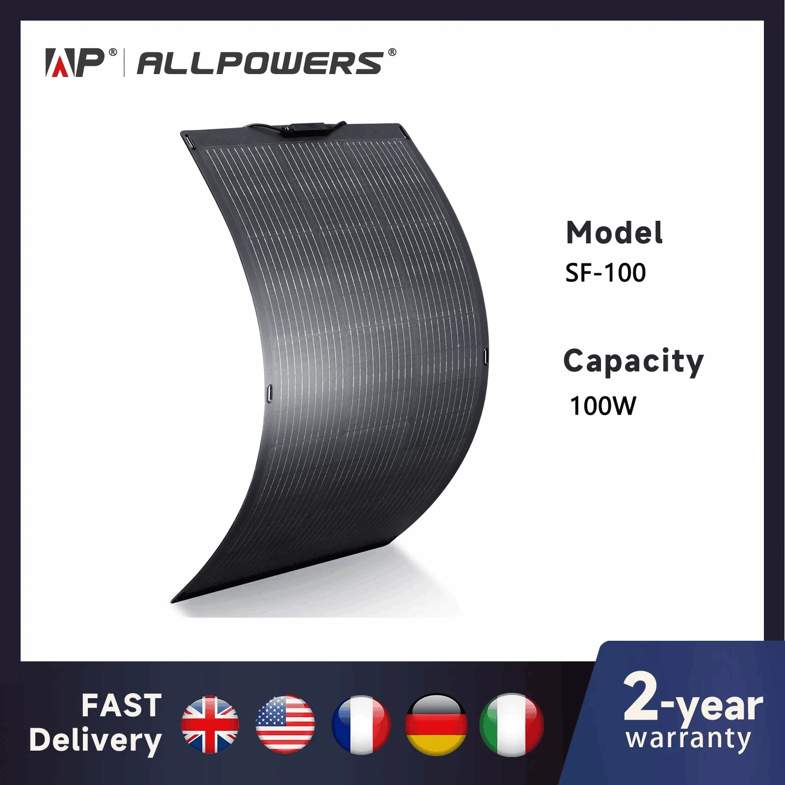 200W Flexible Solar Panel IP68 Monocrystalline 12V/32V for Off-Grid Use-100W / france