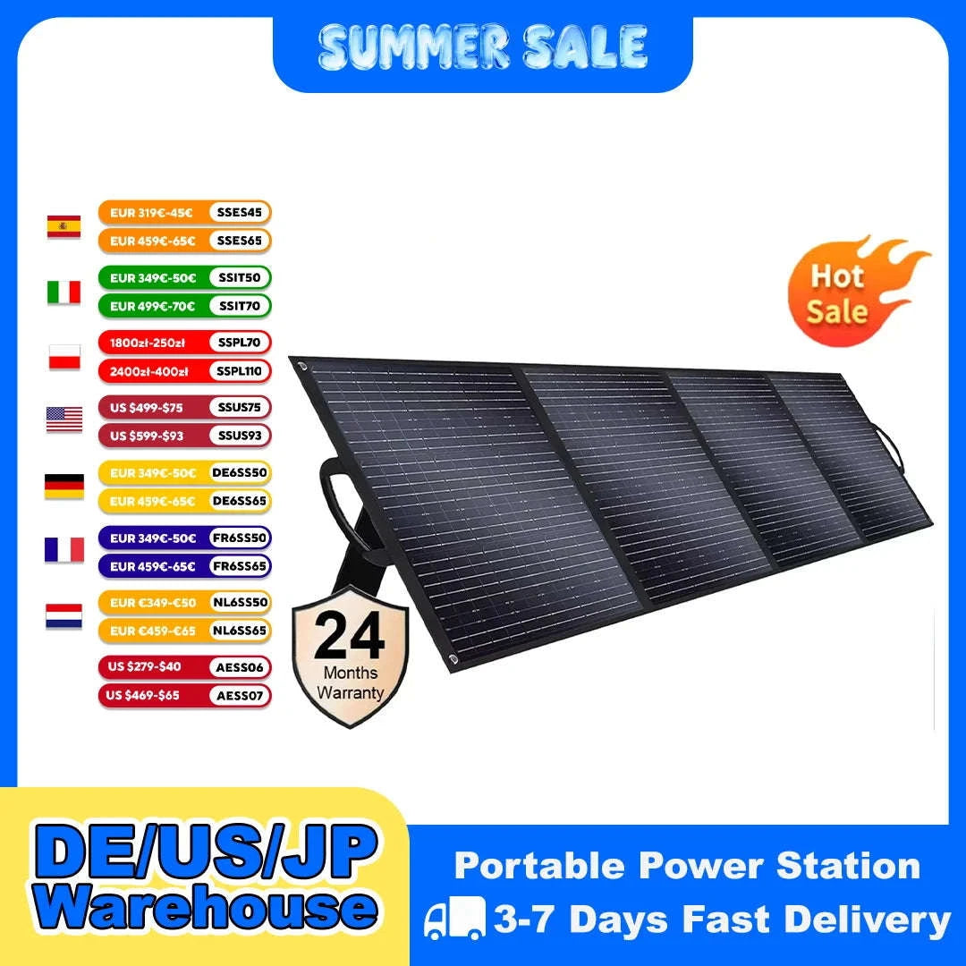 200W Foldable Solar Panel Charger for Camping & Backup Power-200W 18V / United States