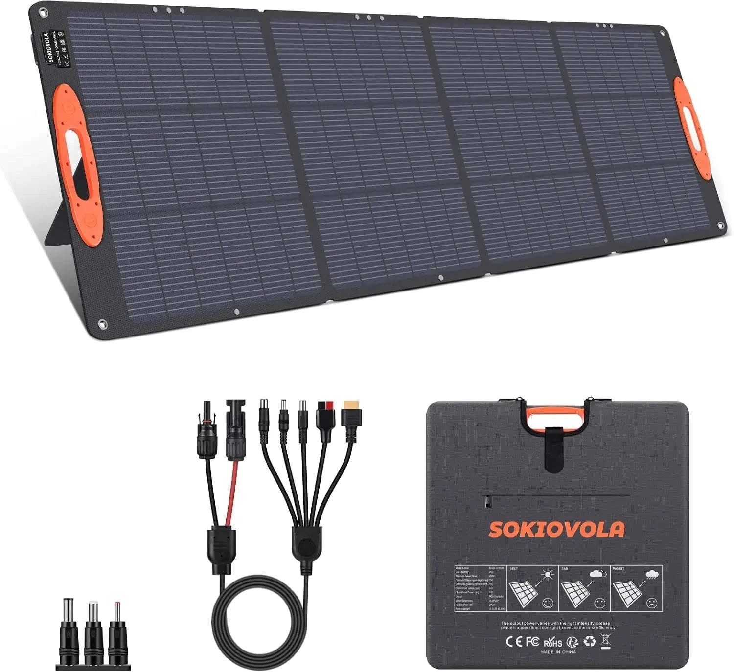 200W Portable Solar Panel for Power Stations, IP68 Waterproof-United States
