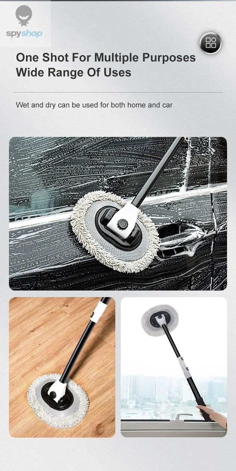 2022 New 15 Degree Bend Car Cleaning Brush Car Wash Brush Chenille Broom Telescoping Long Handle Cleaning Mop Cleaning Tools 