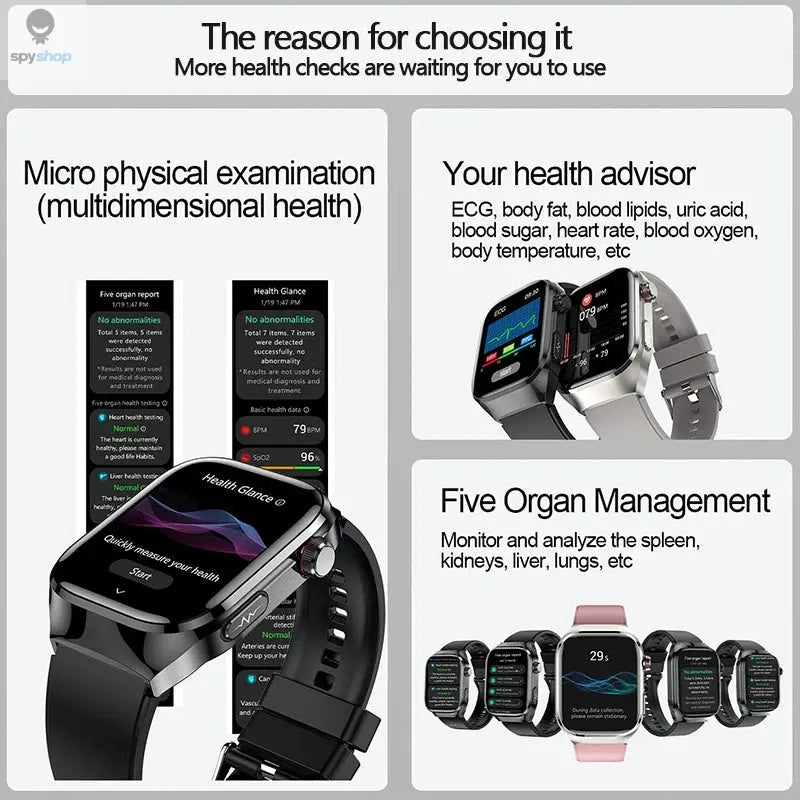 2024 New Uric Acid Blood Fat Smart Watch Men Blood Sugar ECG+PPG  Blood Pressure Bluetooth Call Sports for Xiaomi Health Watch Spy-shop.com