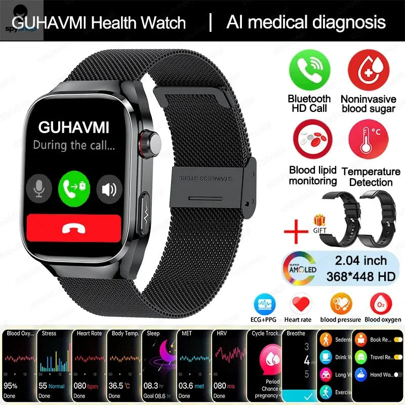 2024 New Uric Acid Blood Fat Smart Watch Men Blood Sugar ECG+PPG  Blood Pressure Bluetooth Call Sports for Xiaomi Health Watch Spy-shop.com