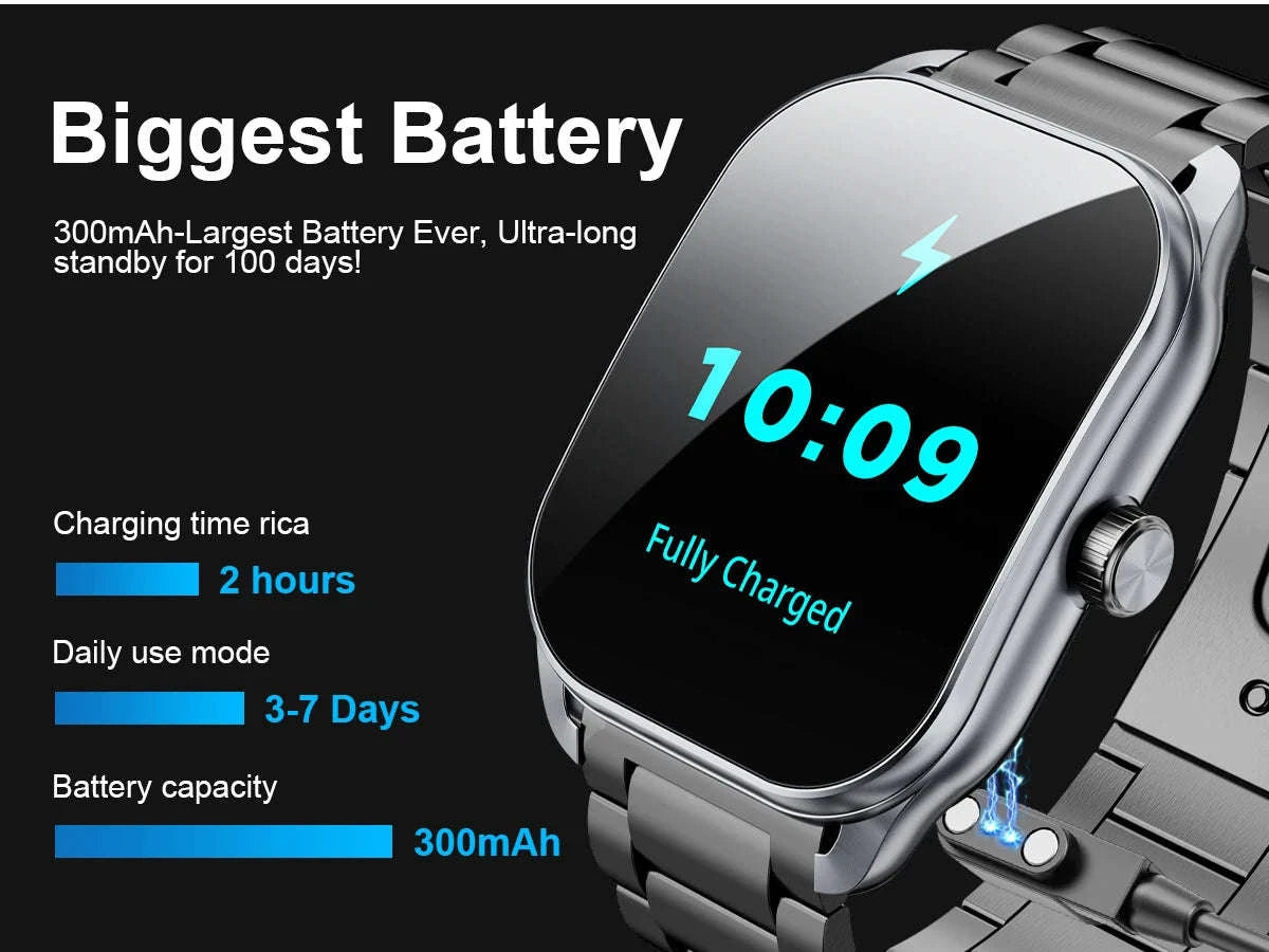 2024 Smart Watch for Men with 2.01-Inch Curved Display-jx629 black steel / spain