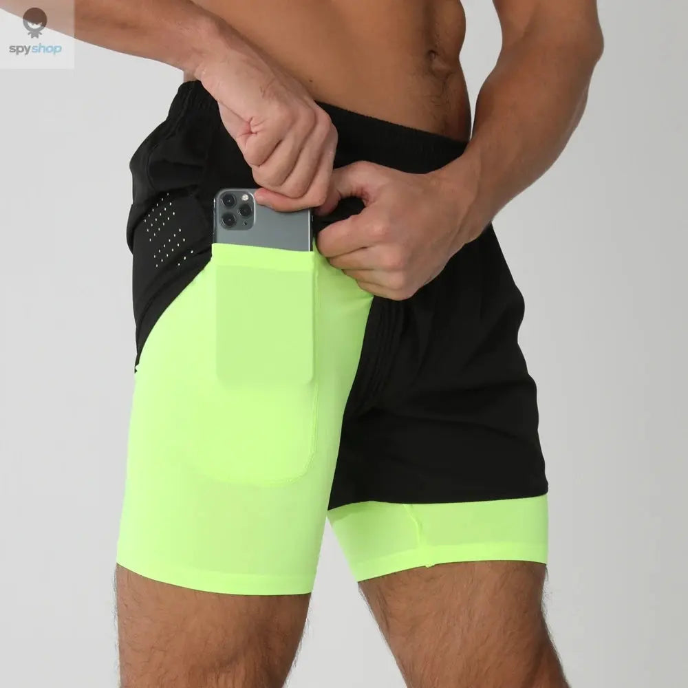 2025New Men Running Shorts Gym Sports Shorts 2 In 1 Quick Dry Workout Training Gym Fitness Jogging Short Pants Summer Men Shorts 
