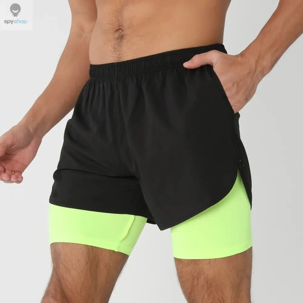 2025New Men Running Shorts Gym Sports Shorts 2 In 1 Quick Dry Workout Training Gym Fitness Jogging Short Pants Summer Men Shorts 