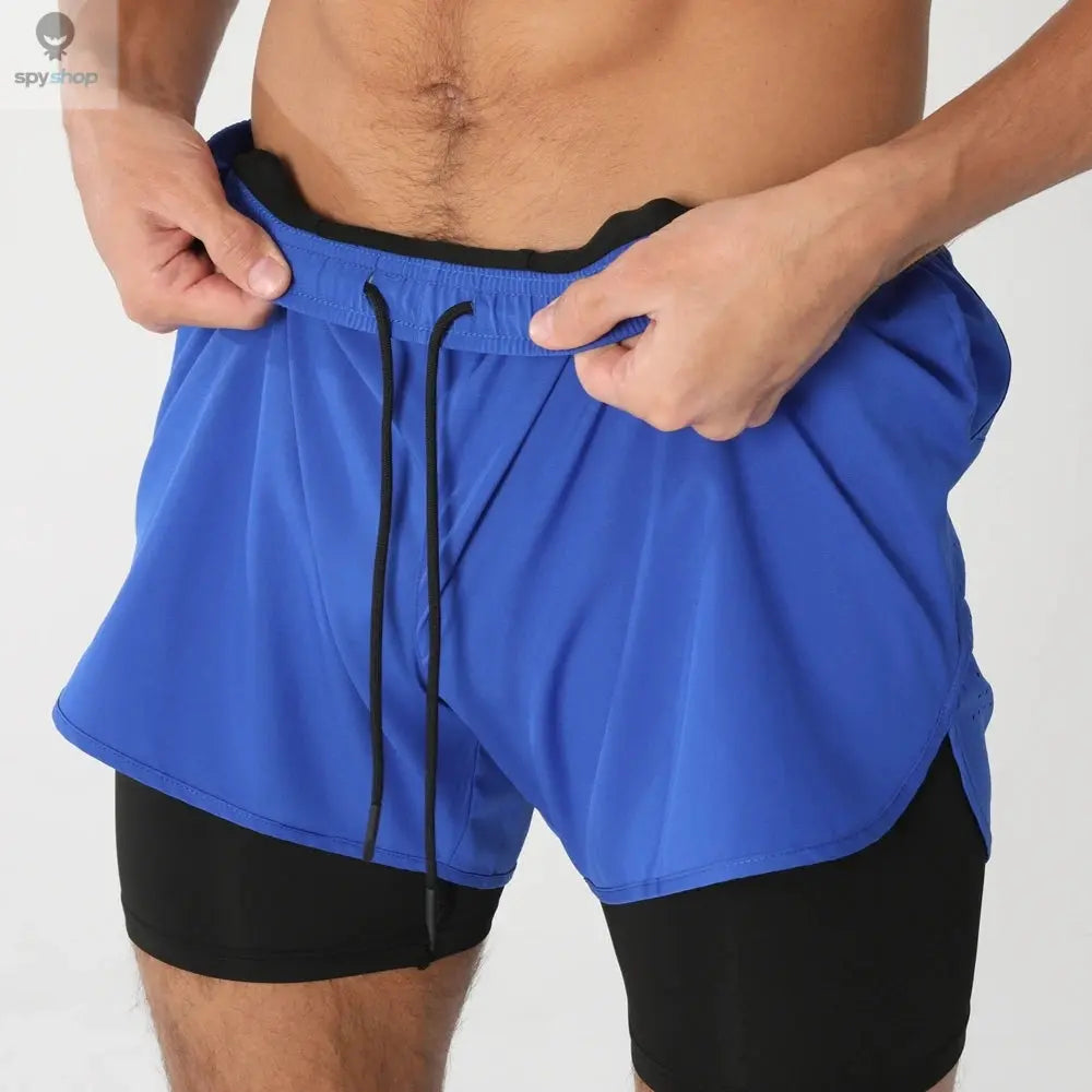 2025New Men Running Shorts Gym Sports Shorts 2 In 1 Quick Dry Workout Training Gym Fitness Jogging Short Pants Summer Men Shorts 