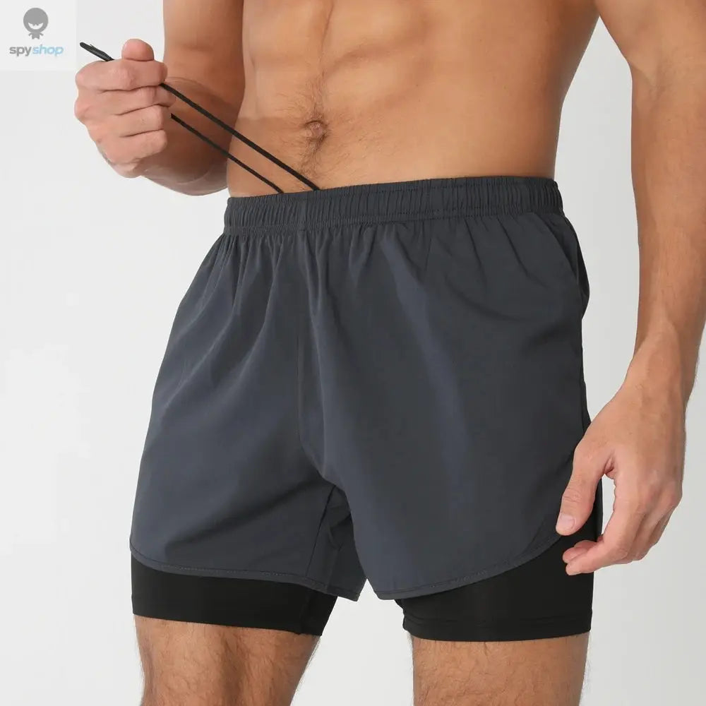 2025New Men Running Shorts Gym Sports Shorts 2 In 1 Quick Dry Workout Training Gym Fitness Jogging Short Pants Summer Men Shorts 