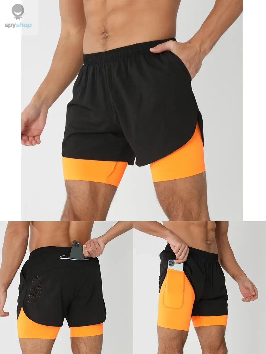 2025New Men Running Shorts Gym Sports Shorts 2 In 1 Quick Dry Workout Training Gym Fitness Jogging Short Pants Summer Men Shorts 