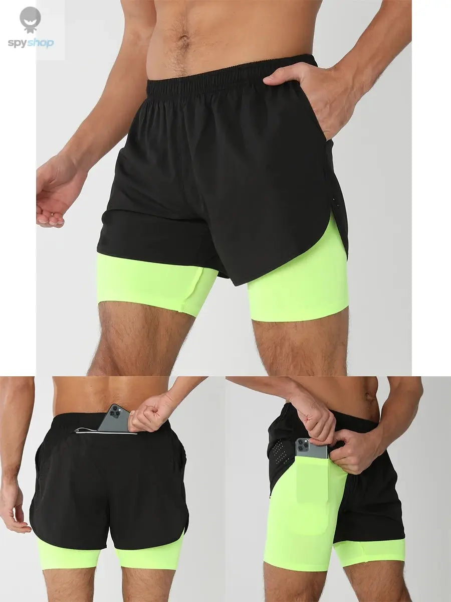 2025New Men Running Shorts Gym Sports Shorts 2 In 1 Quick Dry Workout Training Gym Fitness Jogging Short Pants Summer Men Shorts 