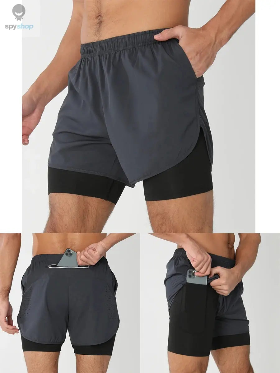 2025New Men Running Shorts Gym Sports Shorts 2 In 1 Quick Dry Workout Training Gym Fitness Jogging Short Pants Summer Men Shorts 
