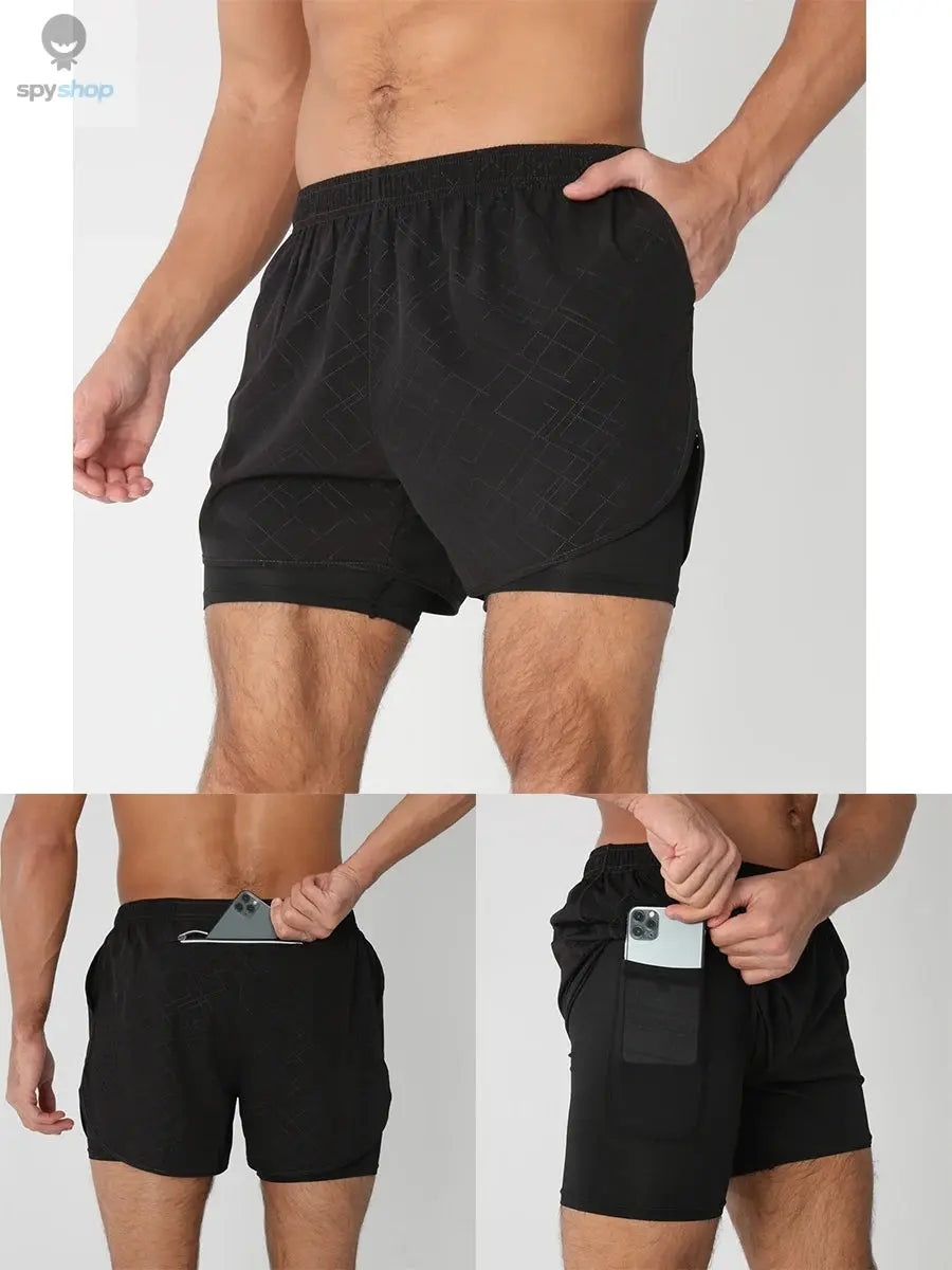 2025New Men Running Shorts Gym Sports Shorts 2 In 1 Quick Dry Workout Training Gym Fitness Jogging Short Pants Summer Men Shorts 