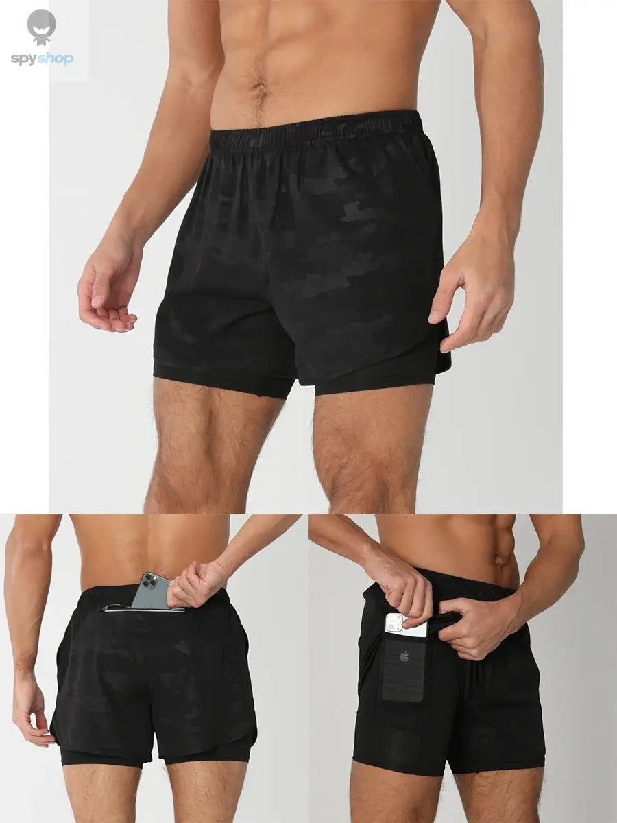 2025New Men Running Shorts Gym Sports Shorts 2 In 1 Quick Dry Workout Training Gym Fitness Jogging Short Pants Summer Men Shorts 