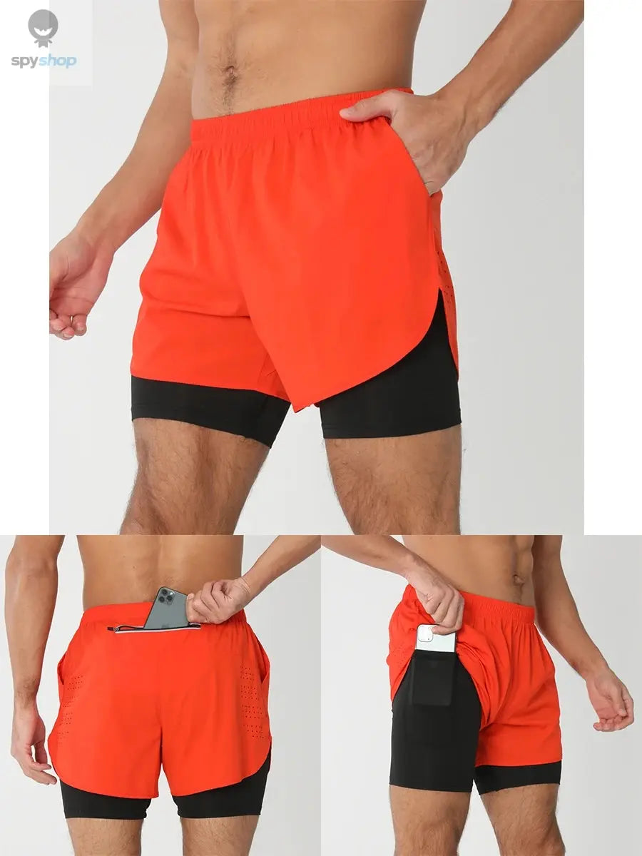 2025New Men Running Shorts Gym Sports Shorts 2 In 1 Quick Dry Workout Training Gym Fitness Jogging Short Pants Summer Men Shorts 