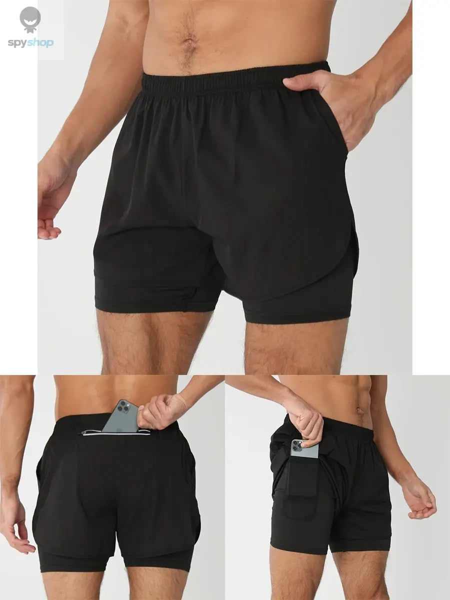 2025New Men Running Shorts Gym Sports Shorts 2 In 1 Quick Dry Workout Training Gym Fitness Jogging Short Pants Summer Men Shorts 