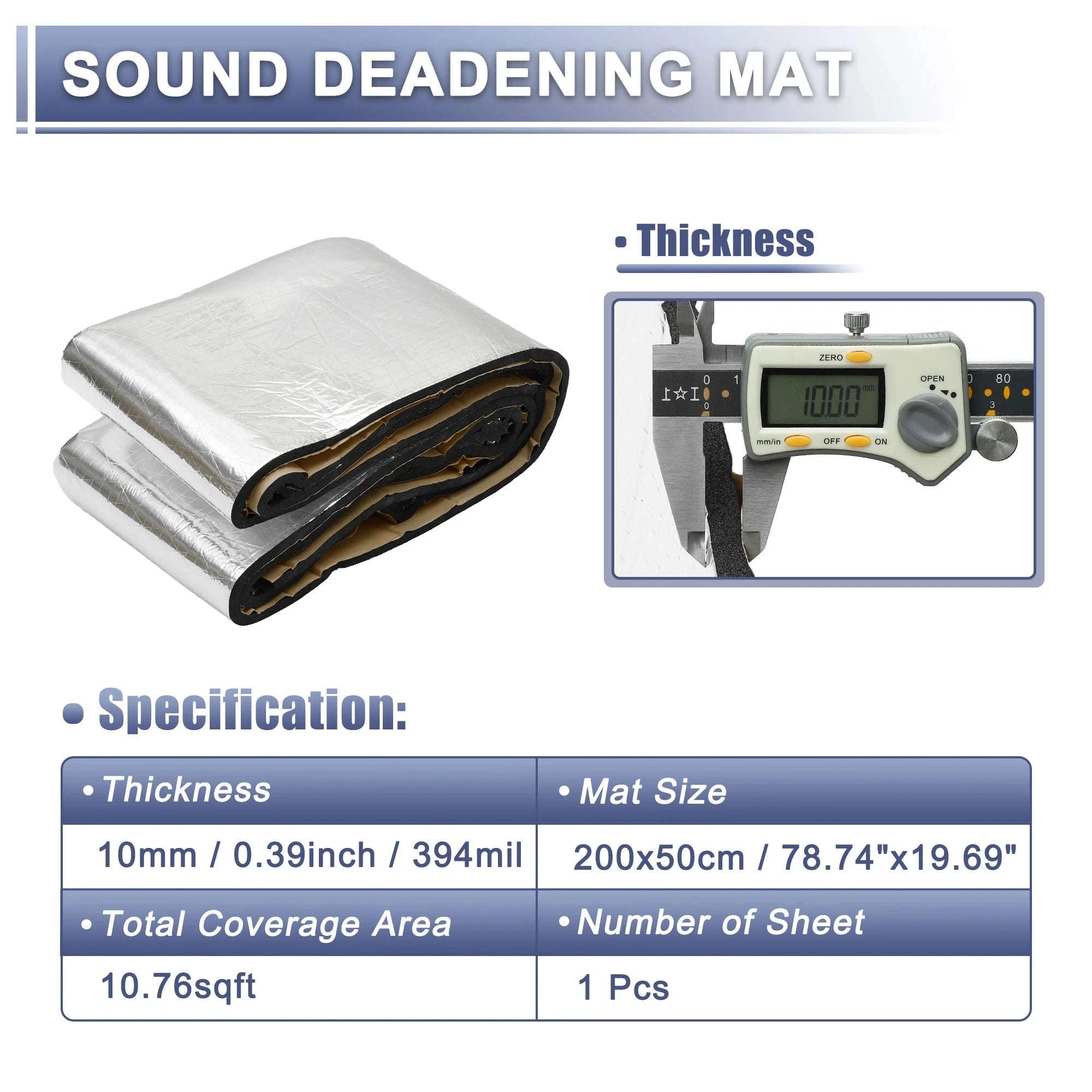 203cm x 100cm Car Firewall Heat and Sound Deadener Insulation Mat, 5mm-5mmx203cmx100cm