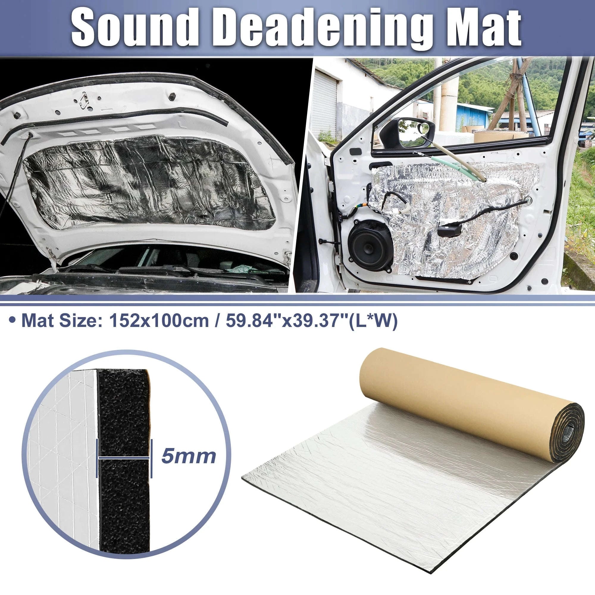 203cm x 100cm Car Firewall Heat and Sound Deadener Insulation Mat, 5mm-5mmx203cmx100cm