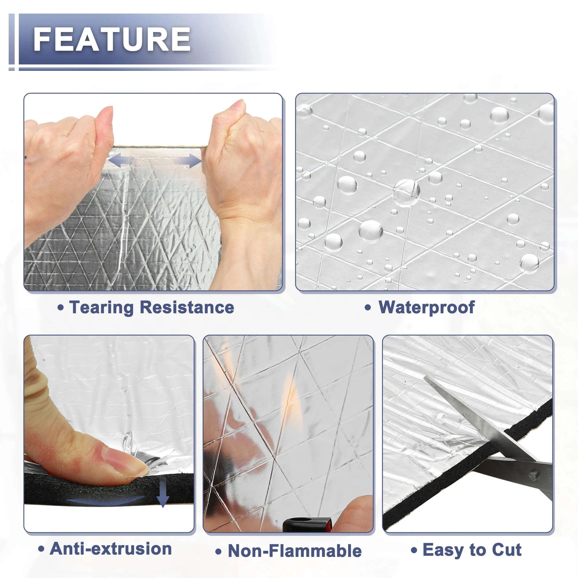 203cm x 100cm Car Firewall Heat and Sound Deadener Insulation Mat, 5mm-5mmx203cmx100cm
