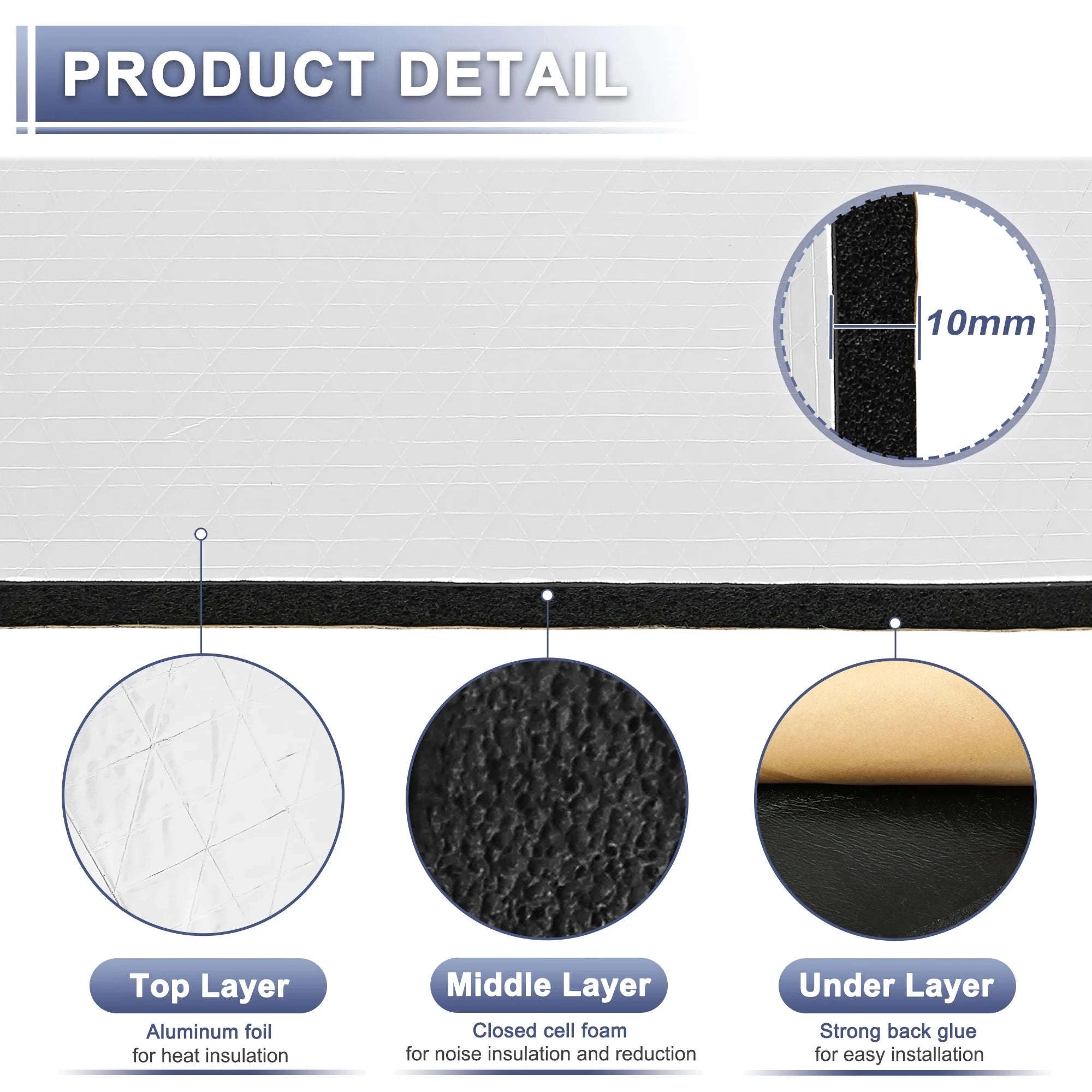 203cm x 100cm Car Firewall Heat and Sound Deadener Insulation Mat, 5mm-5mmx203cmx100cm