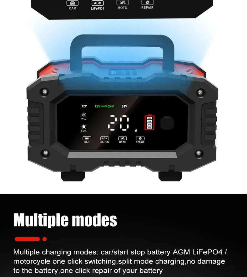 20A/10A Smart Car & Motorcycle Battery Charger 12V/24V-20A 10A red