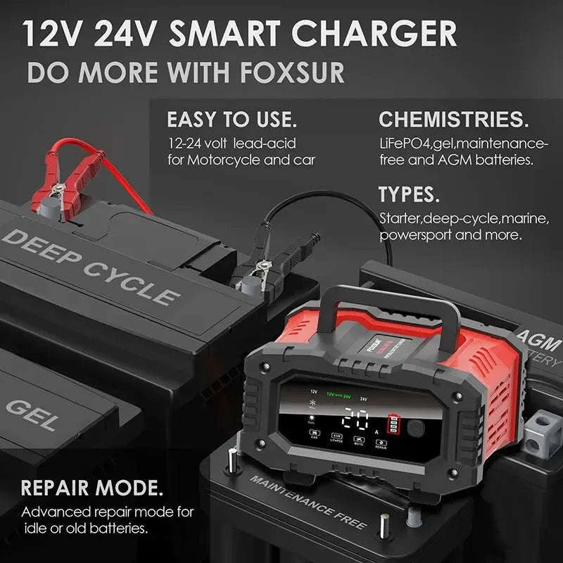 20A/10A Smart Car & Motorcycle Battery Charger 12V/24V-20A 10A red