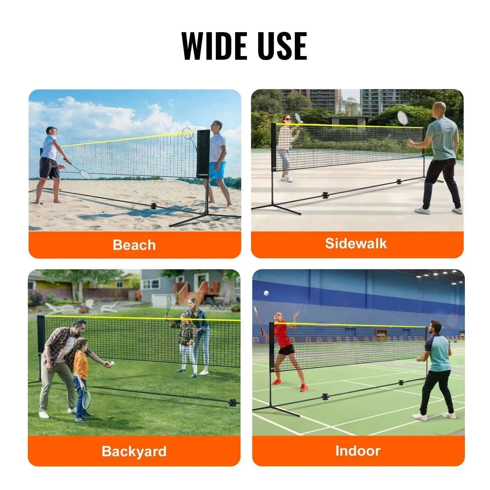 20FT Portable Badminton & Pickleball Net Set with Adjustable Height-United States