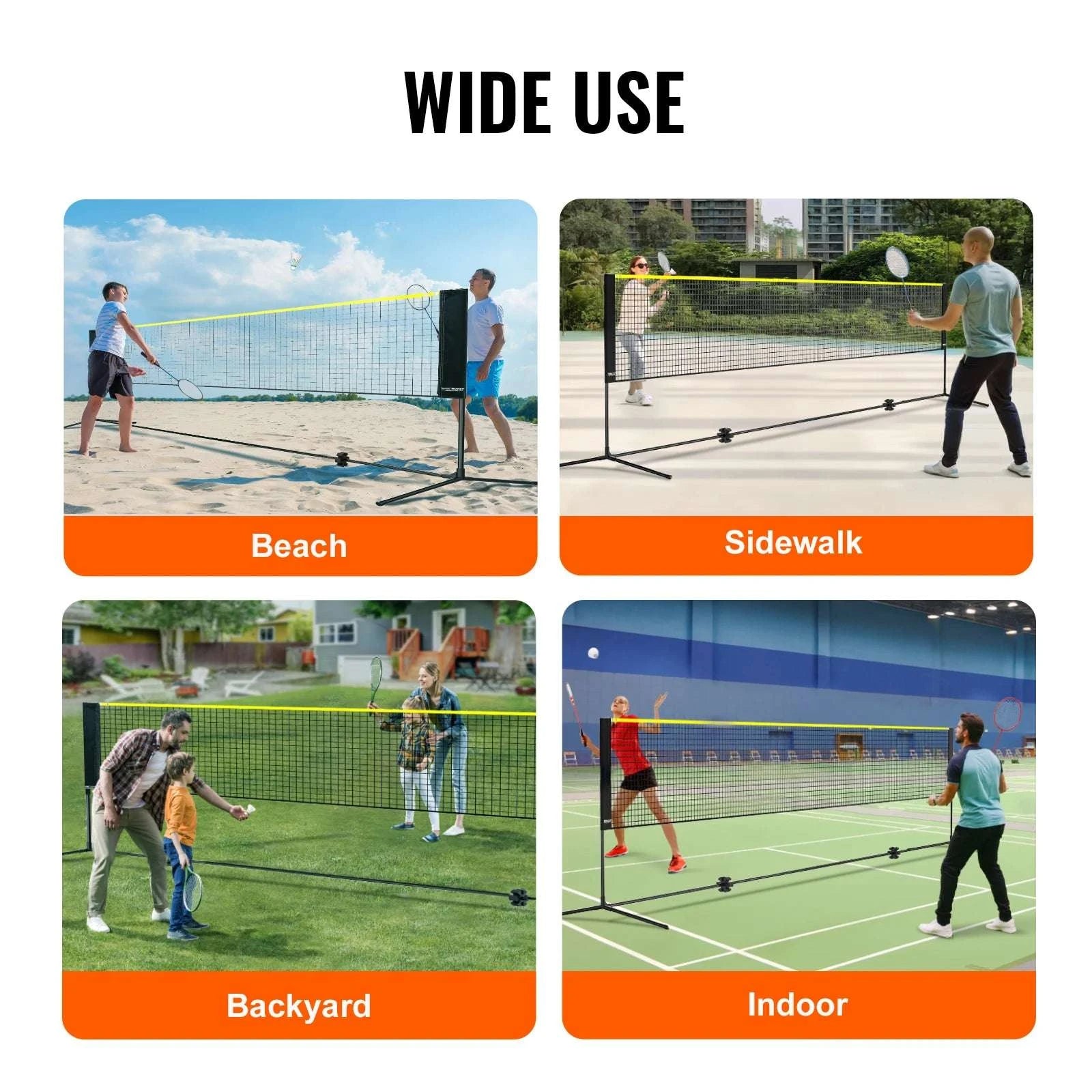 20FT Portable Badminton & Pickleball Net Set with Adjustable Height-United States