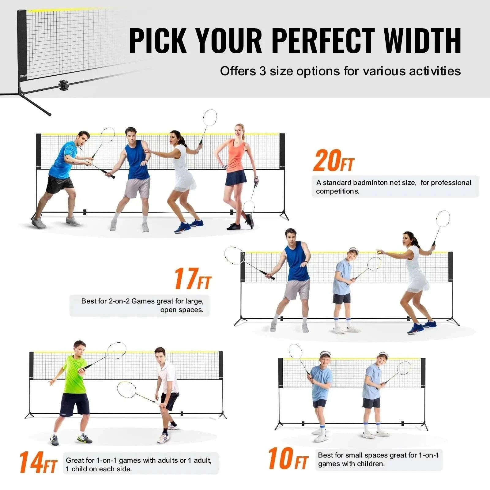 20FT Portable Badminton & Pickleball Net Set with Adjustable Height-United States