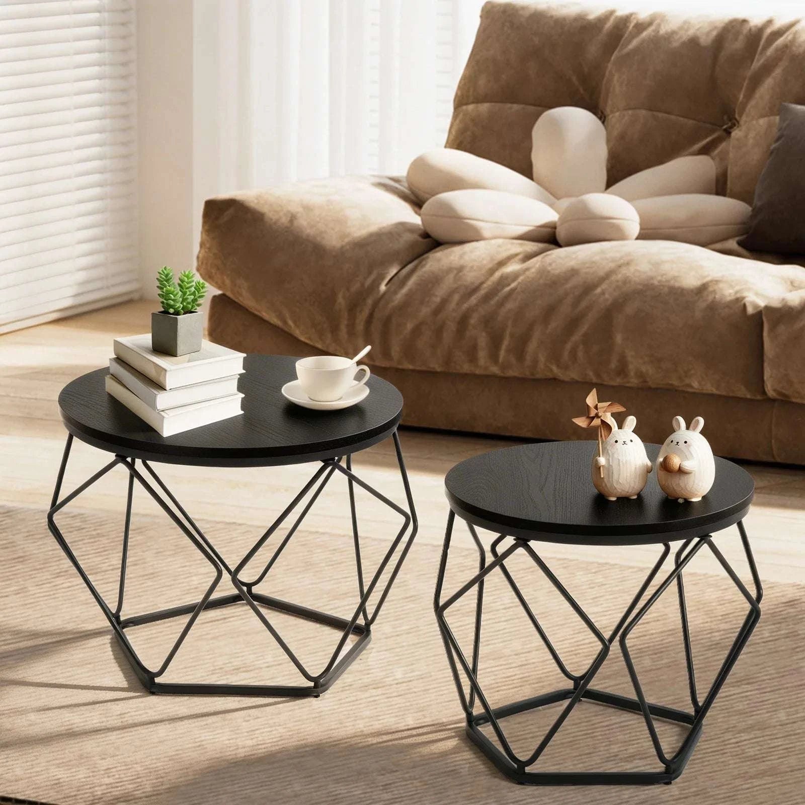 20in Round Nesting Coffee Table Set with Removable Lid Storage-Rust / United States