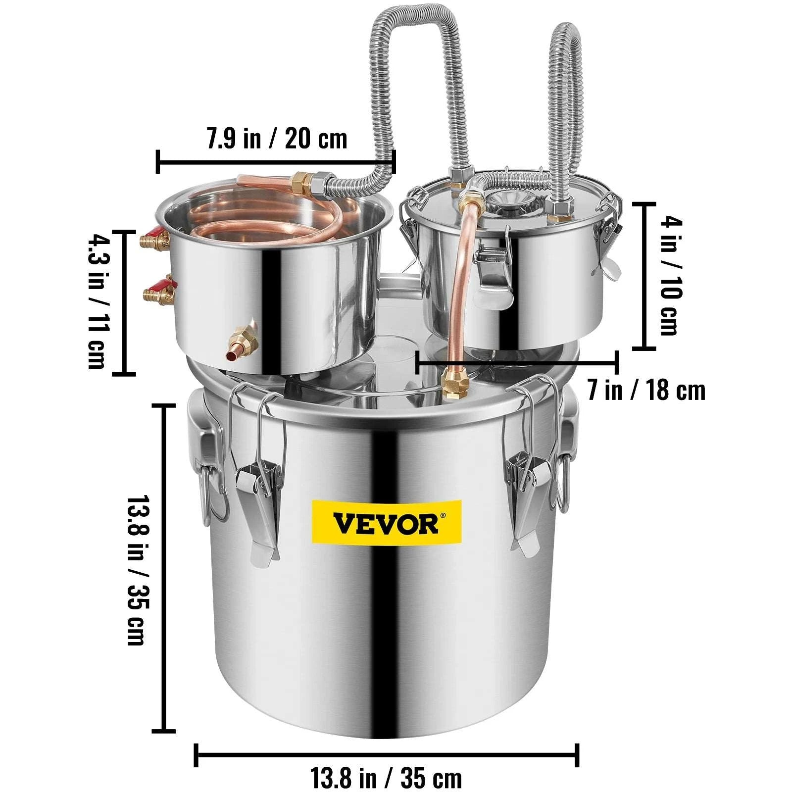 20L–30L Stainless Steel Distiller Kit with Copper Coil Cooling-20 L / United States
