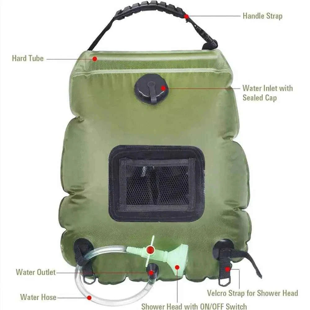 20L Solar Shower Bag with Shower Head for Camping-Simple style