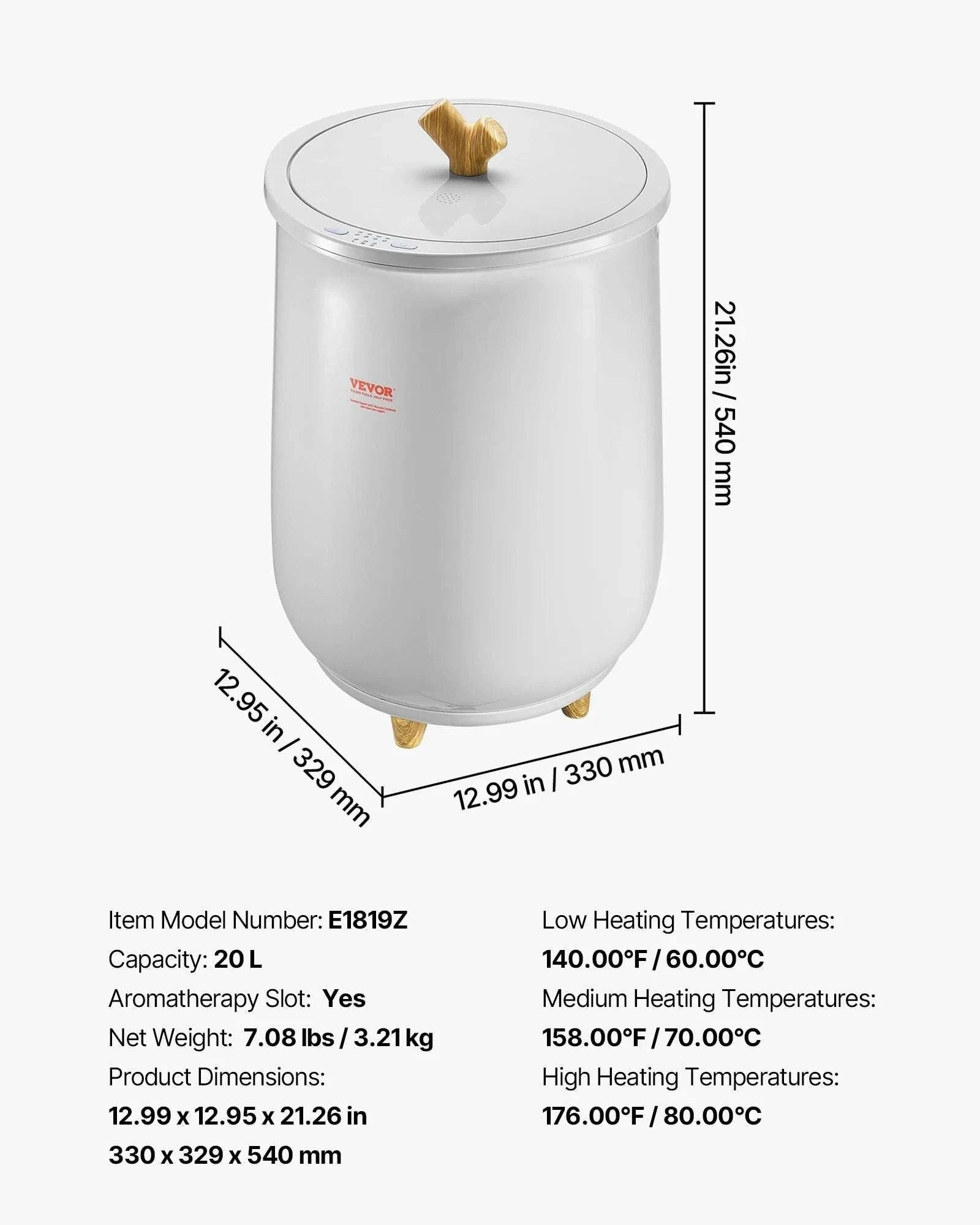 20L Towel Warmer Bucket with Adjustable Heat & Aromatherapy-Gray 20L / Poland