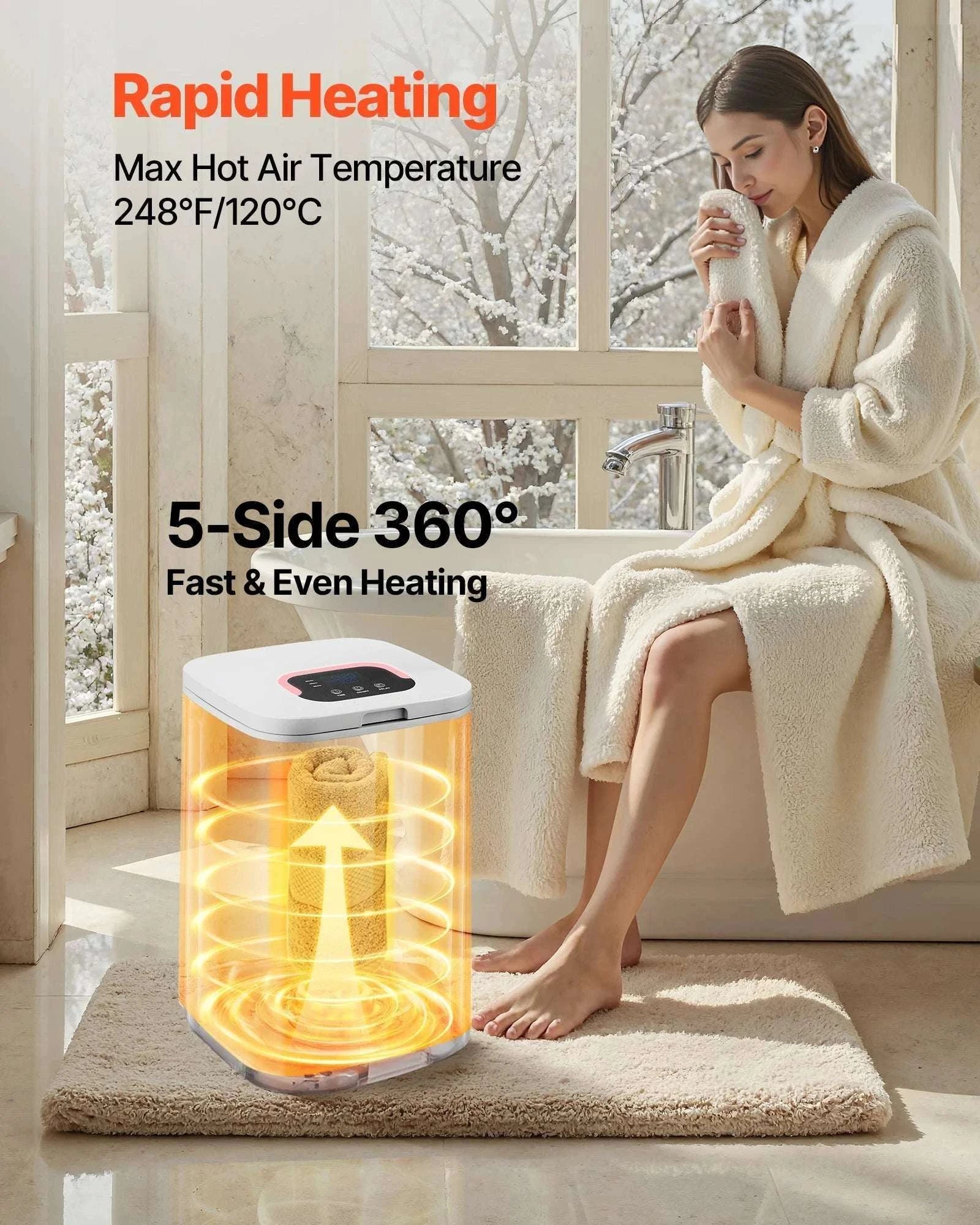 20L Towel Warmer Bucket with Timer, Lock & LED for Spa Comfort-White 20L / france