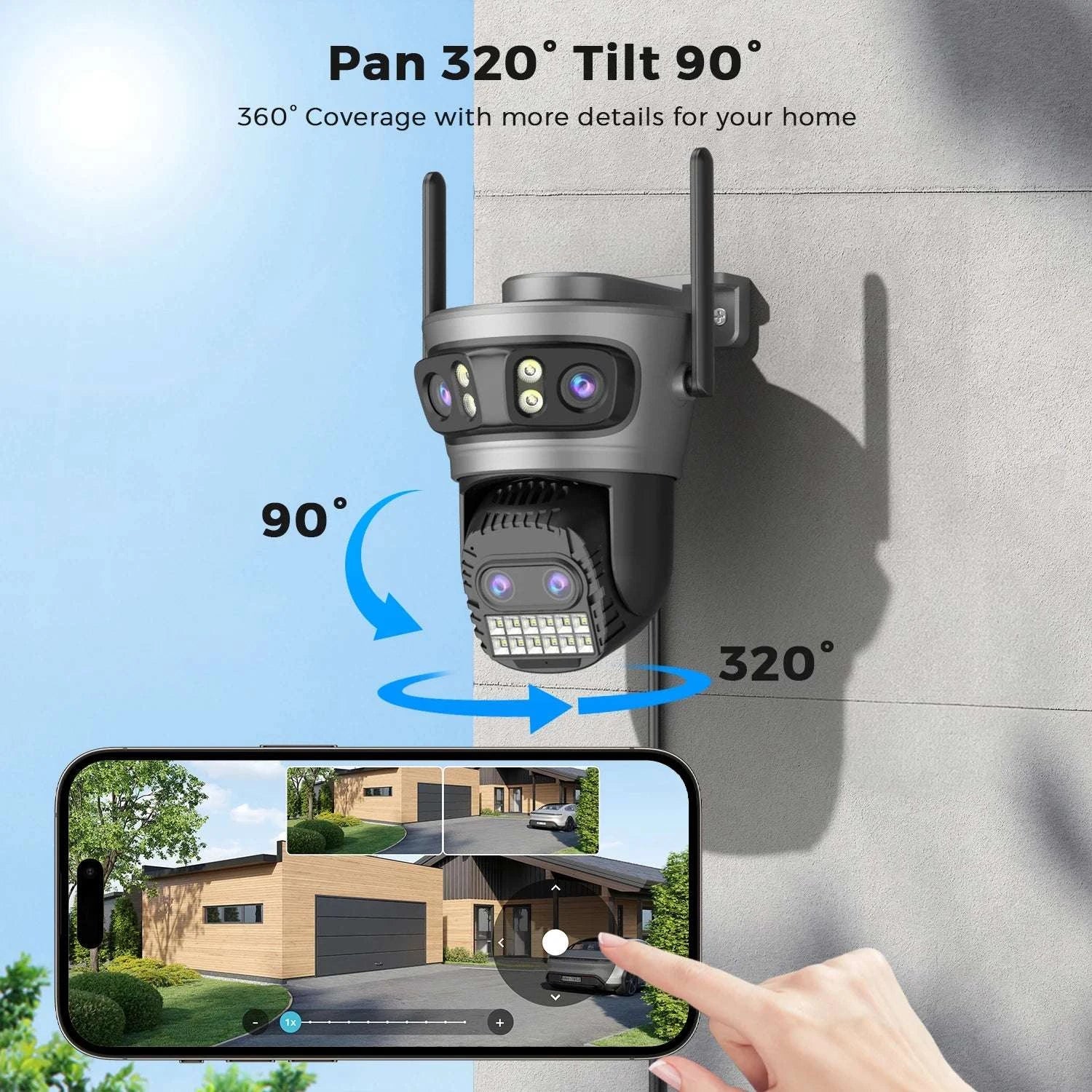 20MP 10K PTZ WiFi Security Camera 4-Lens 360° Auto Tracking-10MP NO SD Card / US Plug / China Mainland